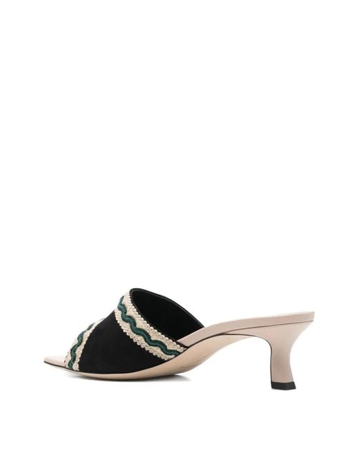 Manolo Blahnik Black 50Mm Marebis Embroidered Sandals
