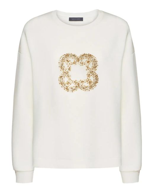 Elena Miro White Monogram Sweatshirt