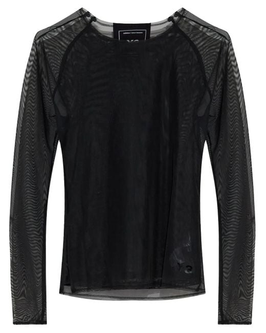 Y-3 Black Mesh Long-Sleeve Top