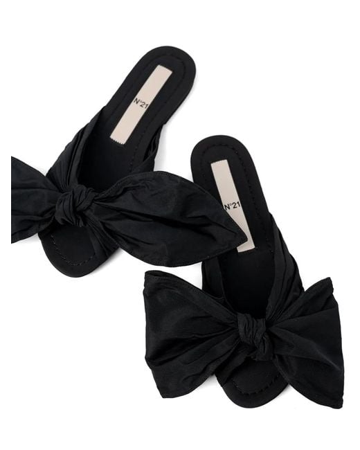 N°21 Black Bow Flat Sandals