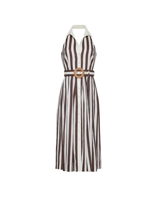 Cara Cara White Robe Mi-Longue Quentin À Rayures