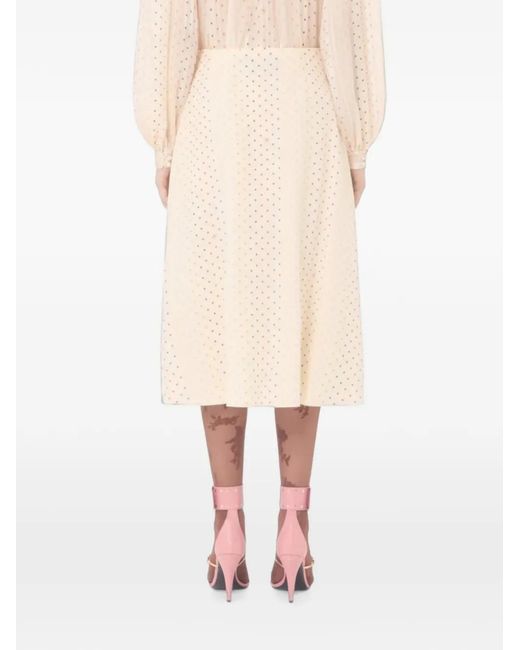 Valentino Garavani Natural Star-Print Front-Slit Skirt
