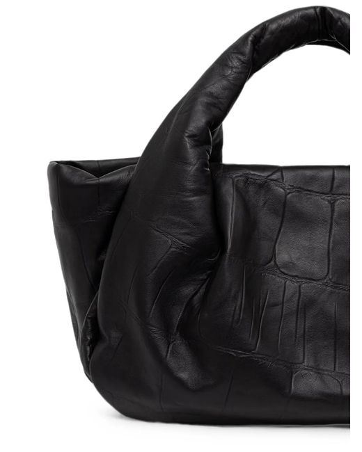 Munthe Black Croc-Effect Padded Tote Bag