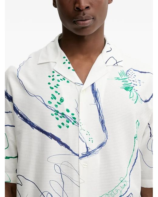 Desigual White Printed Short-Sleeve Shirt for men