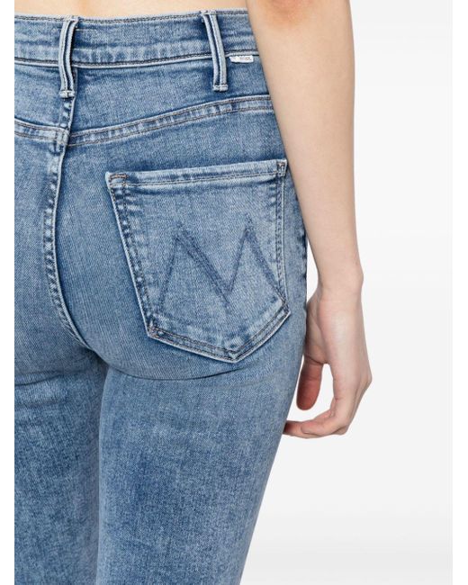 Mother Hustler Sneak High Waist Jeans Met Toelopende Pijpen in het Blue