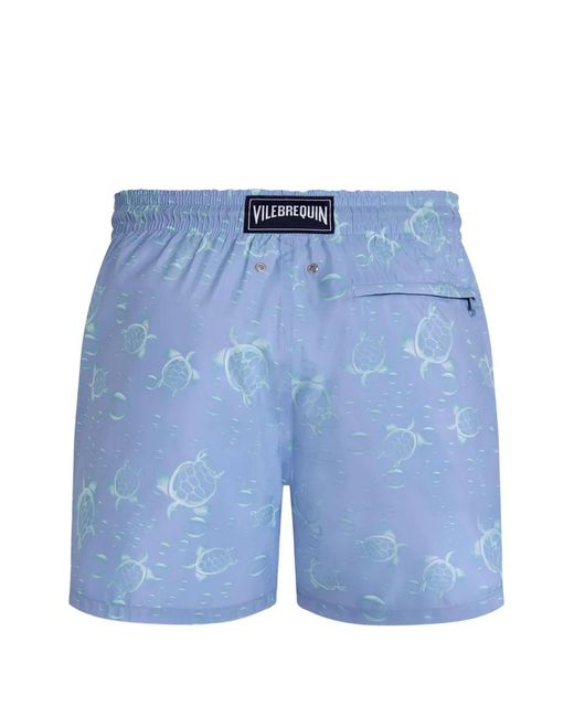 Vilebrequin Blue Turtle-Print Drawstring Swim Shorts for men