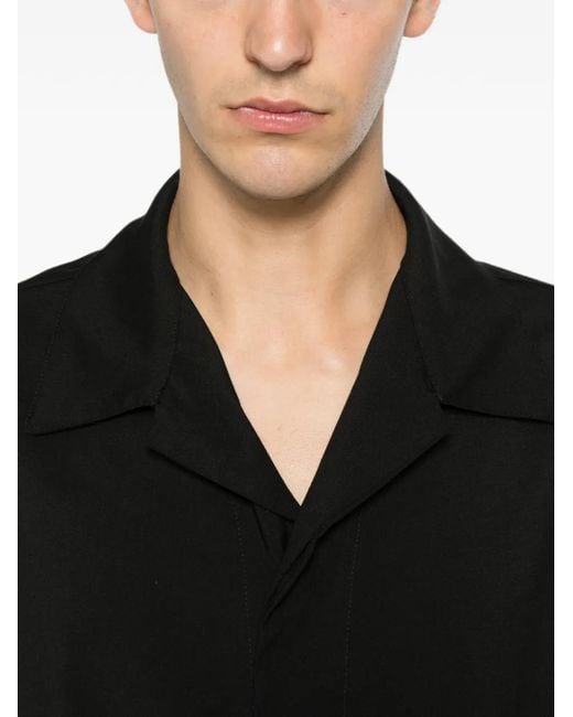 Yes London Black Short-Sleeve Camp-Collar Shirt for men