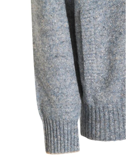 Brunello Cucinelli Blue High-Neck Zip-Front Cardigan for men