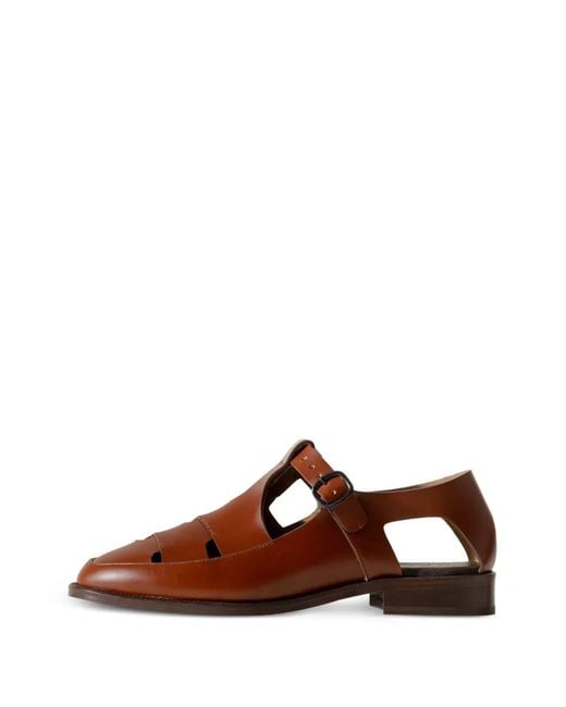 Hereu Brown Besso Woven T-Bar Sandals for men