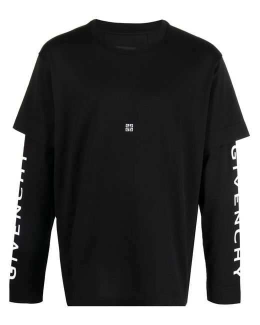 Givenchy Black Layered Logo-Print T-Shirt for men