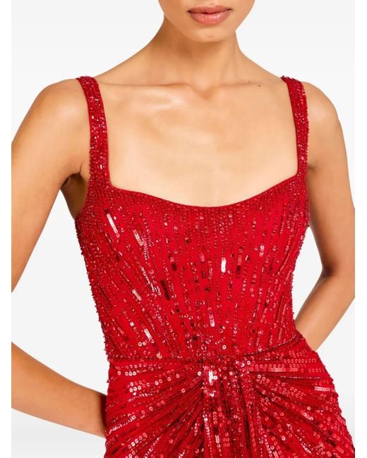 Jenny Packham Red Chrissy Sequin-Embellished Dress