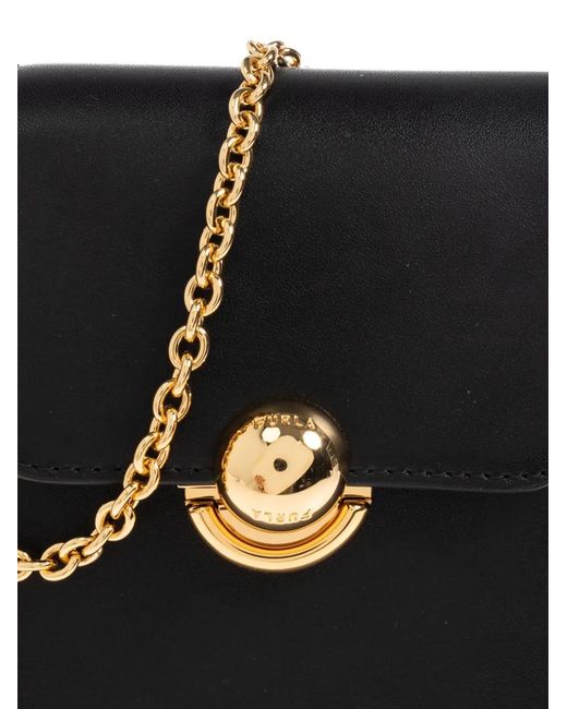 Furla Black Chain-Strap Flap Tote Bag