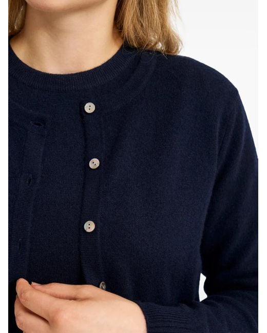 Pringle of Scotland Blue Crew-Neck Cashmere Cardigan