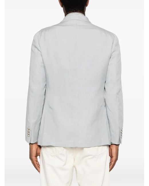 Eleventy White Double-Breasted Pocket Jacket for men