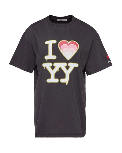 Camiseta con estampado gráfico OPEN YY de color Black