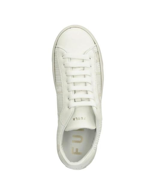 Furla White Monogram-Pattern Flatform Sneakers