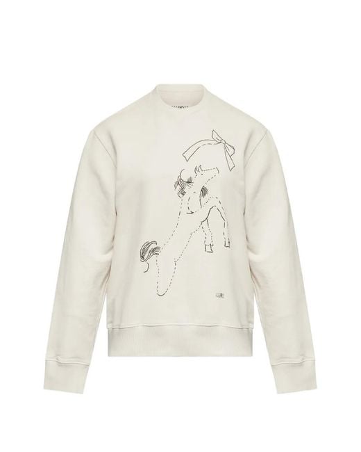 MM6 by Maison Margiela White Horse-Print Unbrushed-Cotton Sweatshirt