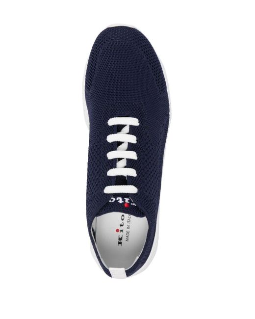 Kiton Blue Low-top Mesh Sneakers for men