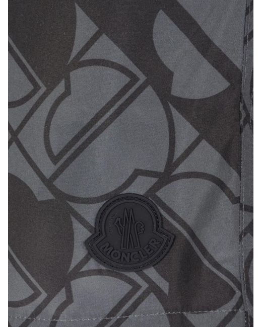 Moncler Gray Monogram Swim Shorts for men