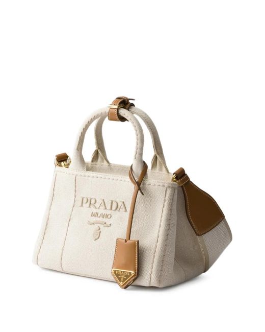 Prada White Giardiniera Mini Logo-Embroidered Tote Bag