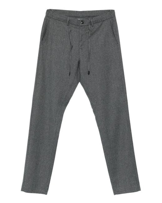 Canali Gray Drawstring Wool Trousers for men