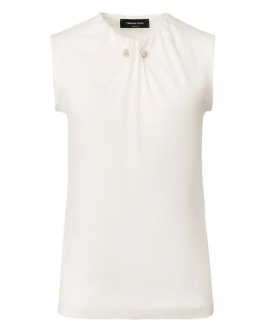 Fabiana Filippi White Embellished Sleeveless Top