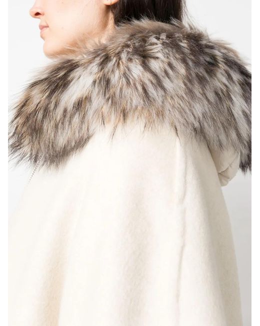 Moorer Natural Layered Shearling-Collar Puffer Jacket
