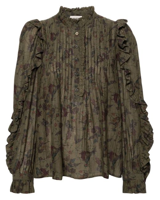 Zadig & Voltaire Green Timmy Ruffled Blouse