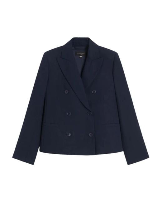 Weekend by Maxmara Blue Tappeto Double-Breasted Button Jacket