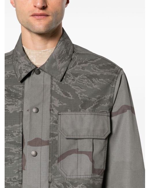 MARINE SERRE Ripstop-Hemdjacke mit klassischem Kragen in Gray für Herren