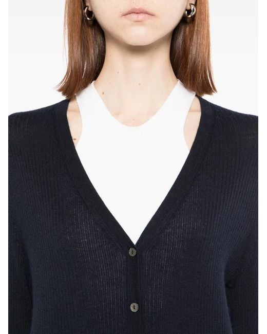 N.Peal Cashmere Black Gerippter Cardigan Mit V-Ausschnitt