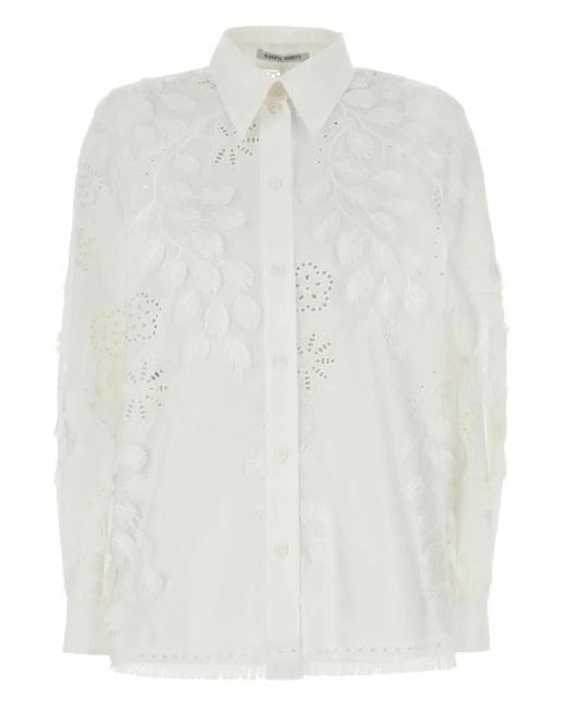 Alberta Ferretti エンブロイダリー フリンジ シャツ White