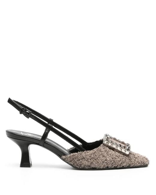 Roberto Festa Gray Stefi 60Mm Crystal-Embellished Slingback Pumps