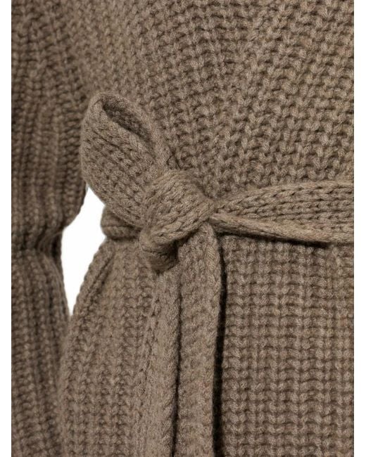 Lisa Yang Natural Jacqueline Belted Waffle-Knit Cardigan