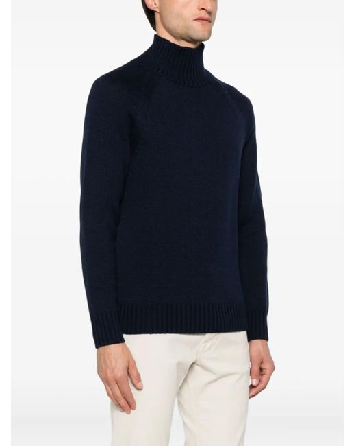 Eleventy Blue High-Neck Long-Sleeve Sweater for men