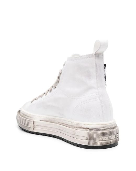 DSquared² White Berlin Distressed Sneakers for men