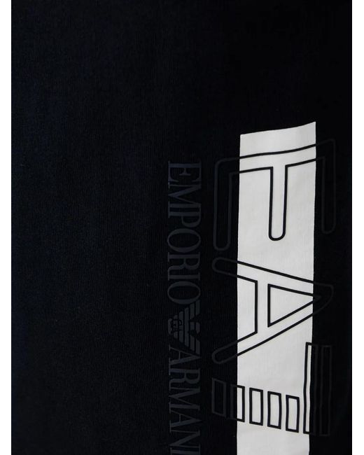 EA7 Black Logo-Print Elasticated-Waist Shorts for men