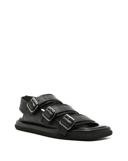 Moma Black Lux Buckled Leather Sandals
