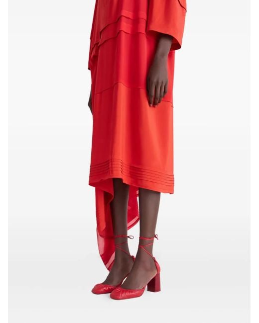 Lemaire Red Micro Ballerina Ballerinas Mit Geraffter Kappe 85Mm