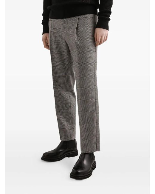 Dolce & Gabbana Geruite Broek Met Geplooid Detail in het Gray voor heren