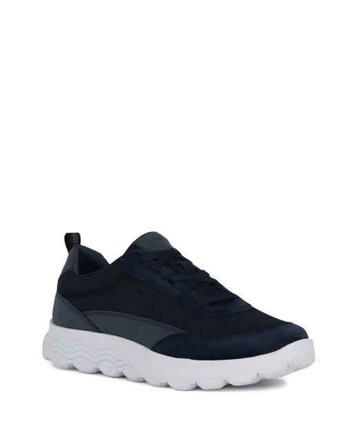 Geox Blue Spherica Mesh-Panel Suede Sneakers for men