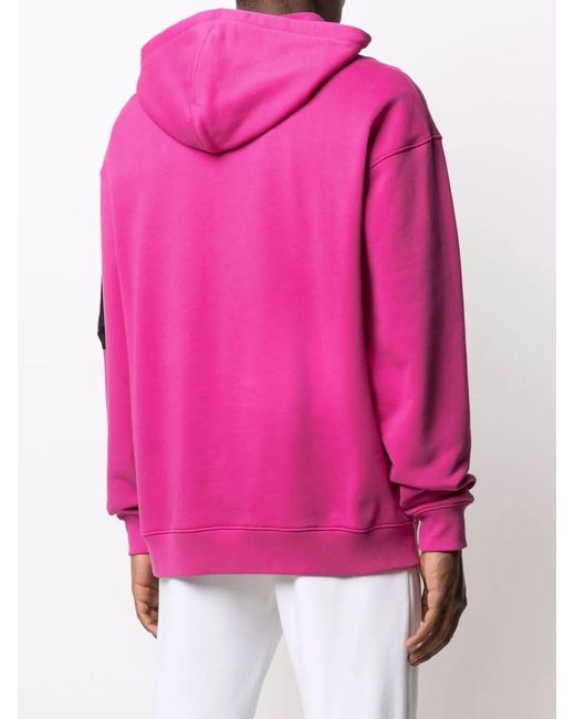 Moschino Pink Zip Pull Pocket-Detail Hoodie for men