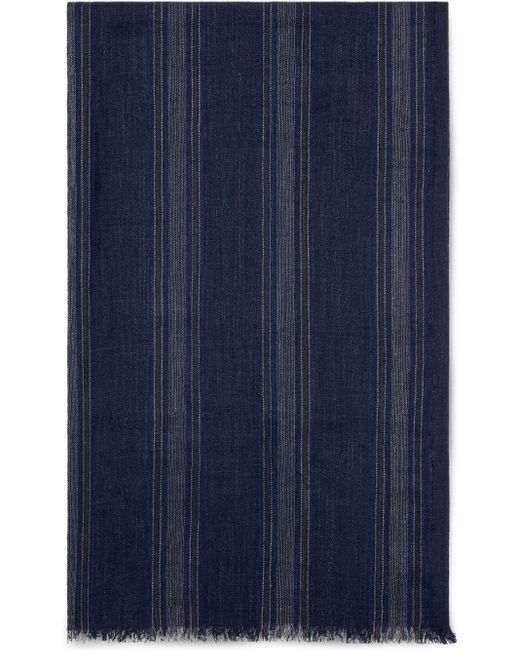 メンズ Brunello Cucinelli ストライプ スカーフ Blue