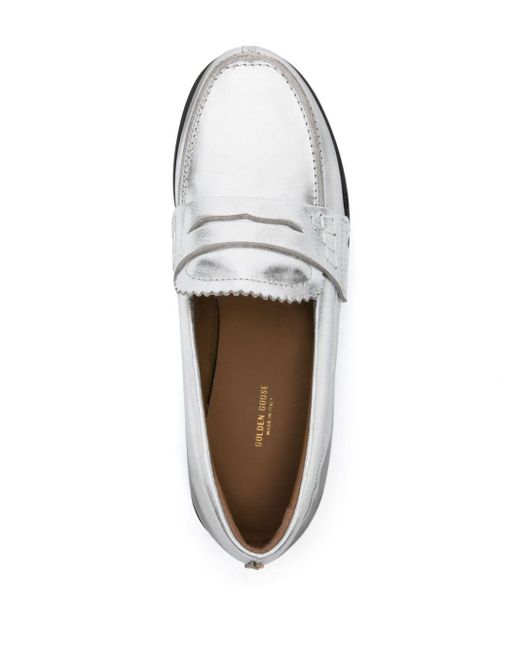 Golden Goose Deluxe Brand White Jerry Metallic Leather Loafers