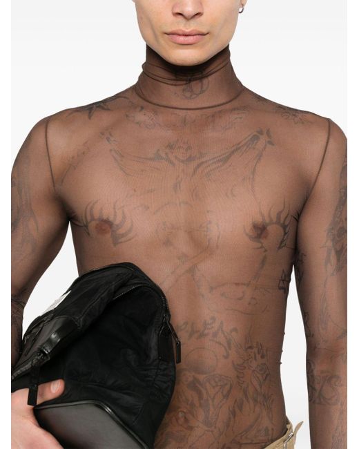 Balenciaga Brown Tat Artwork-prin Long-sleeve Top for men