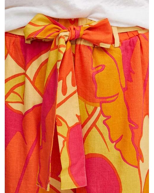 Joseph Ribkoff Orange Floral-Pattern Trousers