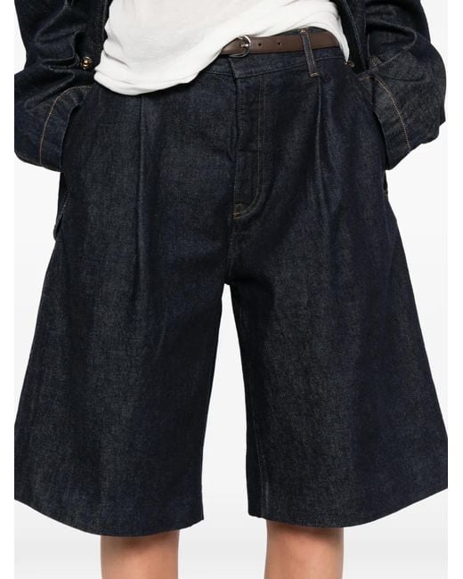 FRAME Black Pleated Shorts