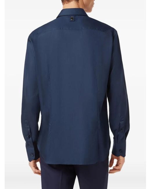 Billionaire Blue Logo-Patch Shirt for men