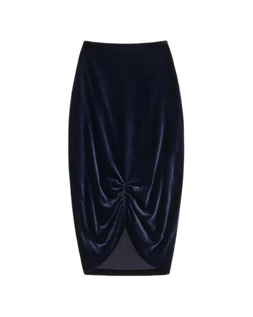 Valentino Garavani Blue Velvet Midi Skirt
