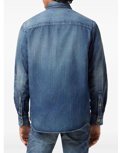 Versace Blue Japanese-Denim Overshirt for men